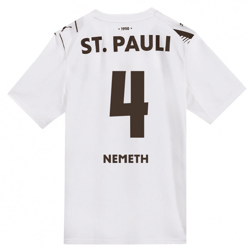 Danxen Uomo Maglia David Nemeth #4 Caffè Bianco Rosso Kit Gara Away 2026/27 Maglietta