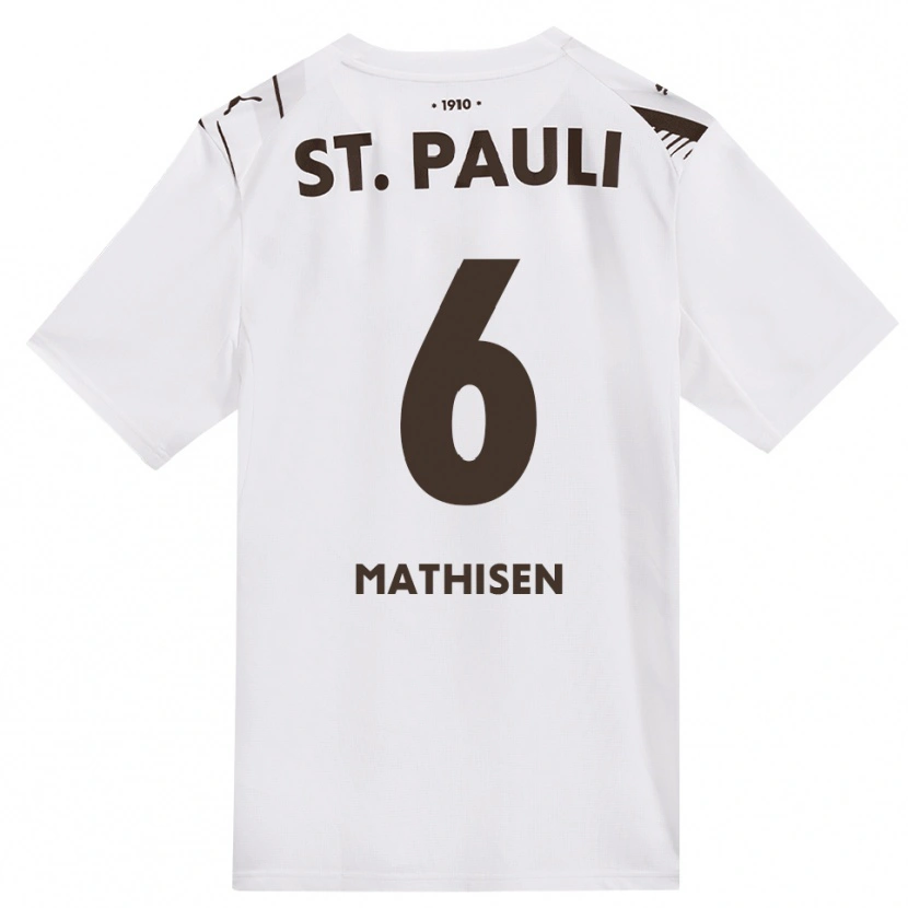 Danxen Uomo Maglia Marcus Mathisen #6 Caffè Bianco Rosso Kit Gara Away 2026/27 Maglietta