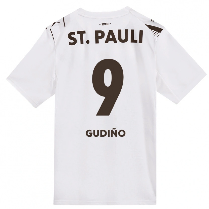 Danxen Uomo Maglia Alberto Gudiño #9 Caffè Bianco Rosso Kit Gara Away 2026/27 Maglietta