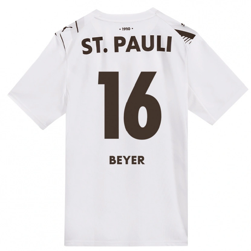 Danxen Uomo Maglia Lasse Beyer #16 Caffè Bianco Rosso Kit Gara Away 2026/27 Maglietta