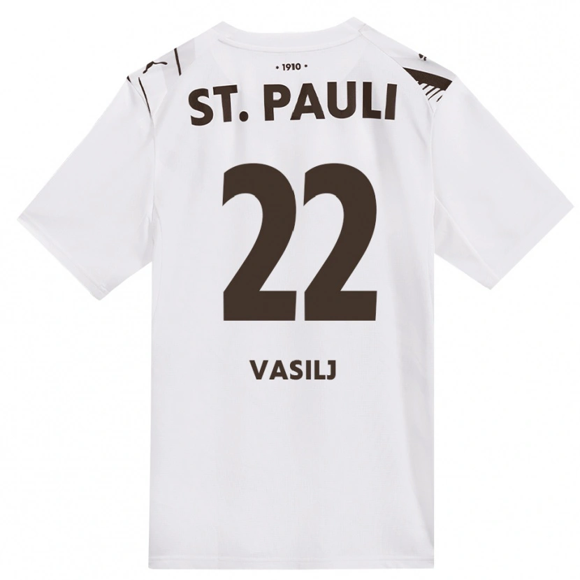 Danxen Uomo Maglia Nikola Vasilj #22 Caffè Bianco Rosso Kit Gara Away 2026/27 Maglietta