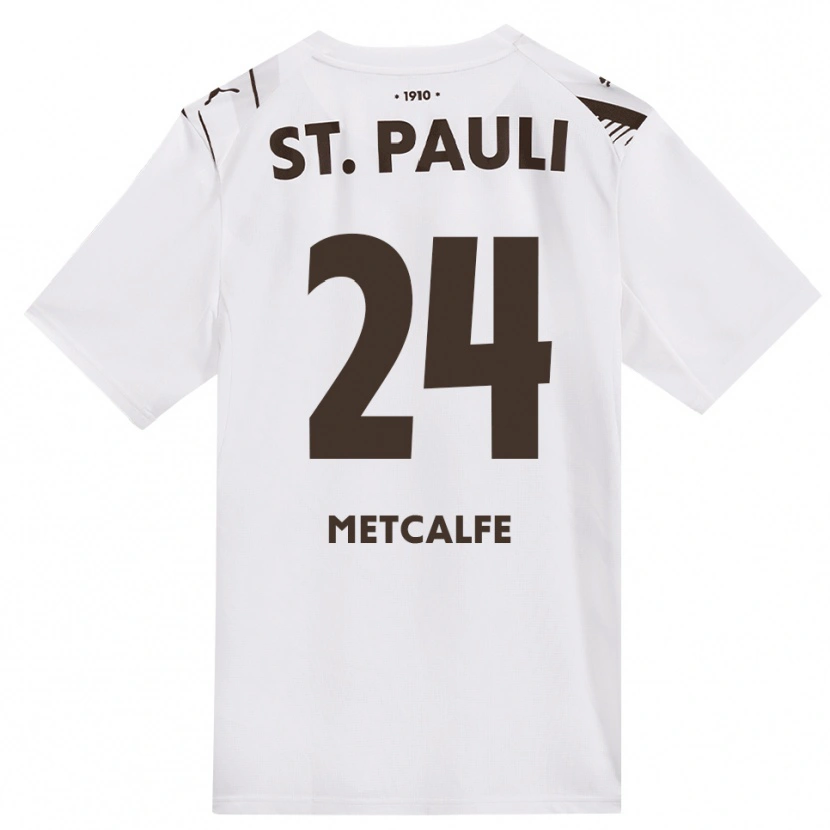 Danxen Uomo Maglia Connor Metcalfe #24 Caffè Bianco Rosso Kit Gara Away 2026/27 Maglietta