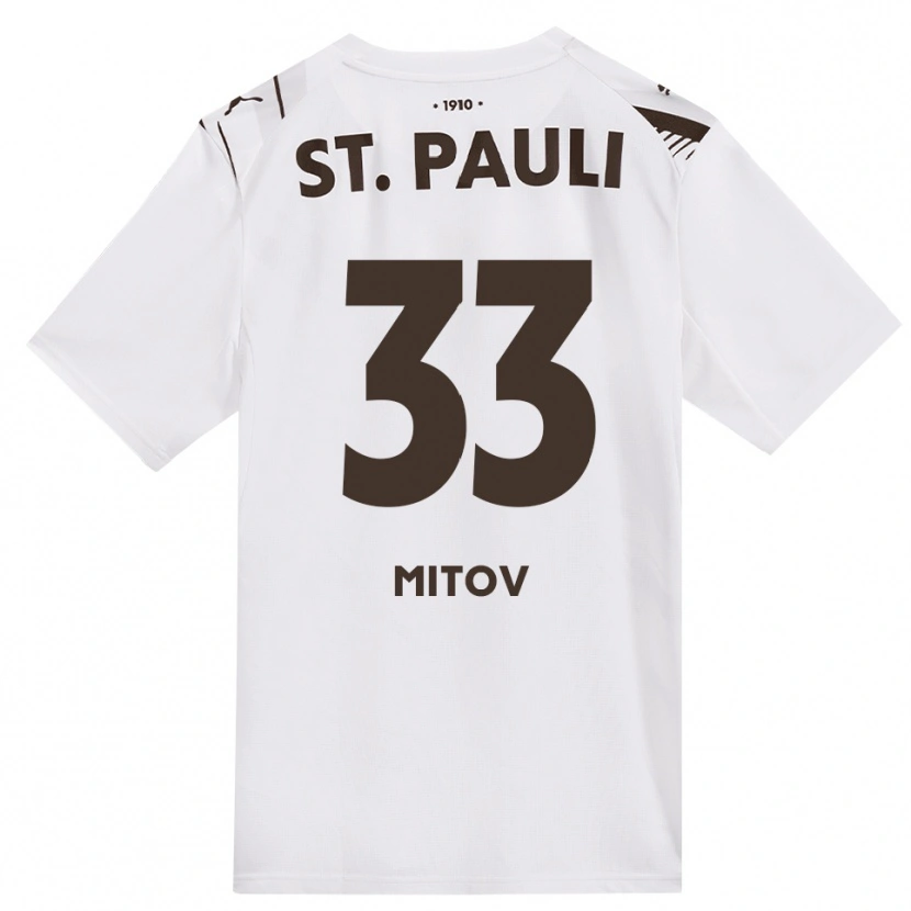 Danxen Uomo Maglia Dimitar Mitov #33 Caffè Bianco Rosso Kit Gara Away 2026/27 Maglietta