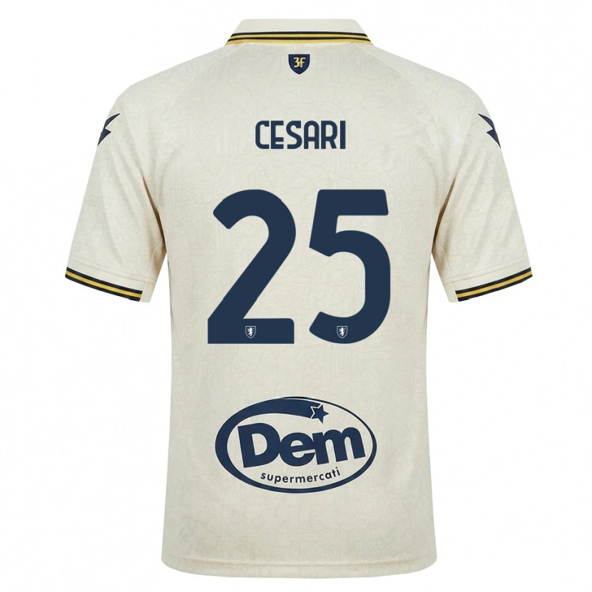 Danxen Uomo Maglia Nicolò Cesari #25 Oldlace Giallo Nero Kit Gara Away 2026/27 Maglietta