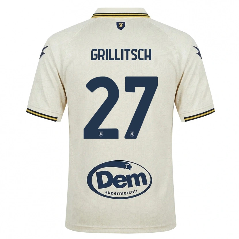 Danxen Uomo Maglia Florian Grillitsch #27 Oldlace Giallo Nero Kit Gara Away 2026/27 Maglietta