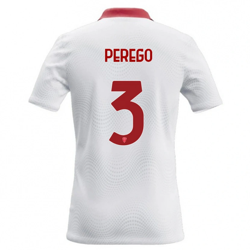 Danxen Uomo Maglia Gregorio Perego #3 Bianco Rosso Kit Gara Away 2026/27 Maglietta
