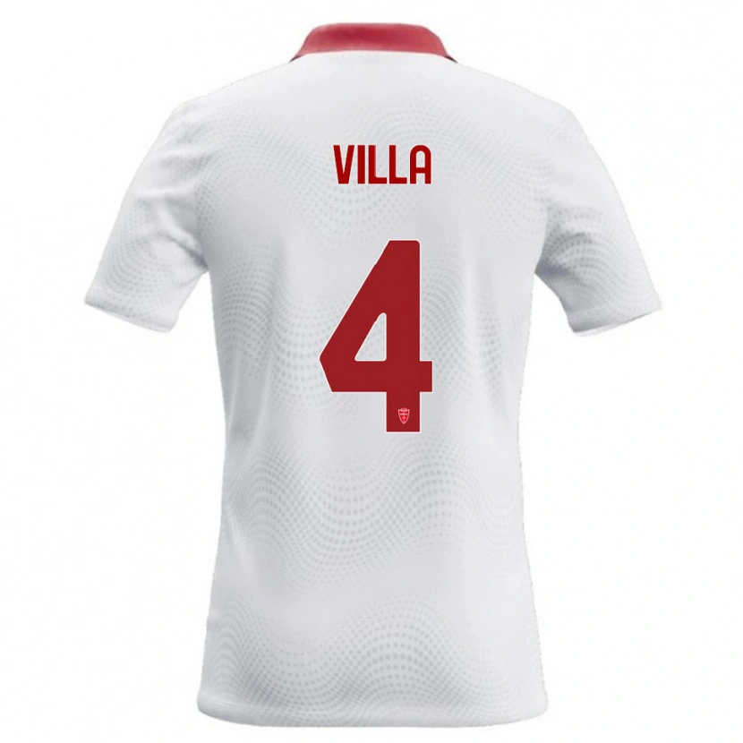 Danxen Uomo Maglia Manuel Villa #4 Bianco Rosso Kit Gara Away 2026/27 Maglietta