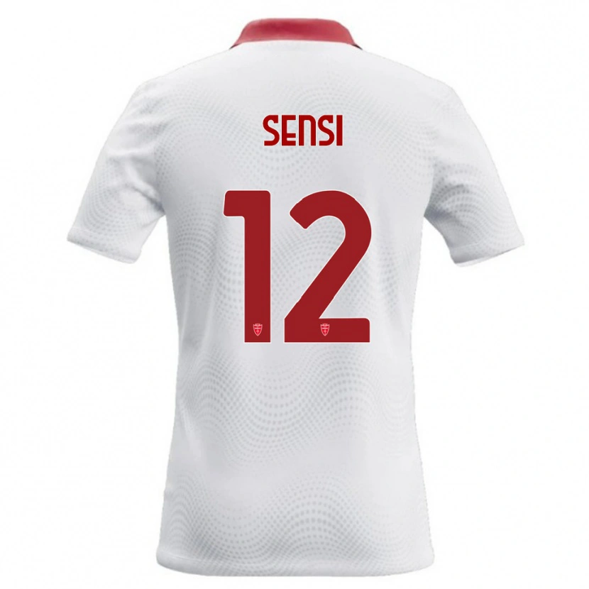 Danxen Uomo Maglia Stefano Sensi #12 Bianco Rosso Kit Gara Away 2026/27 Maglietta