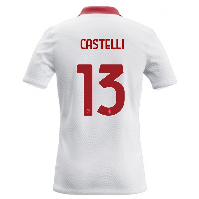 Danxen Uomo Maglia Davide Castelli #13 Bianco Rosso Kit Gara Away 2026/27 Maglietta