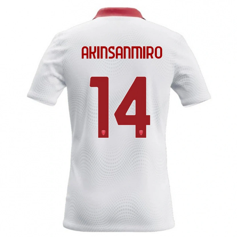 Danxen Uomo Maglia Ebenezer Akinsanmiro #14 Bianco Rosso Kit Gara Away 2026/27 Maglietta
