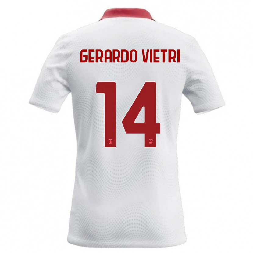 Danxen Uomo Maglia Alessandro Gerardo Vietri #14 Bianco Rosso Kit Gara Away 2026/27 Maglietta