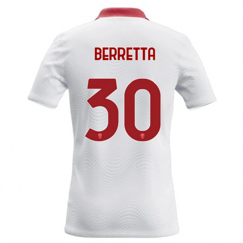 Danxen Uomo Maglia Alessandro Berretta #30 Bianco Rosso Kit Gara Away 2026/27 Maglietta