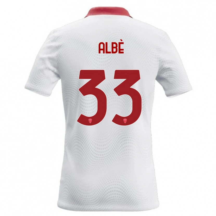 Danxen Uomo Maglia Simone Albè #33 Bianco Rosso Kit Gara Away 2026/27 Maglietta