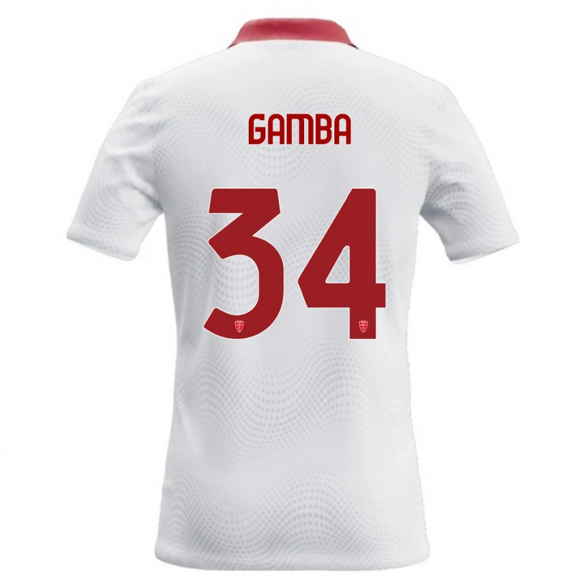 Danxen Uomo Maglia Alberto Gamba #34 Bianco Rosso Kit Gara Away 2026/27 Maglietta