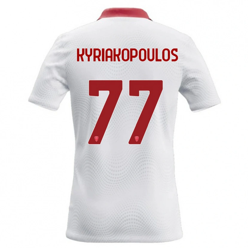Danxen Uomo Maglia Georgios Kyriakopoulos #77 Bianco Rosso Kit Gara Away 2026/27 Maglietta