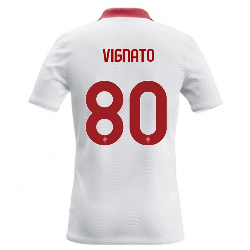 Danxen Uomo Maglia Samuele Vignato #80 Bianco Rosso Kit Gara Away 2026/27 Maglietta