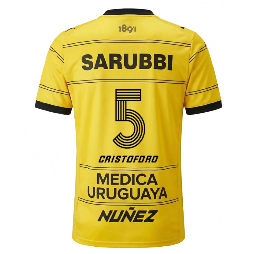 Danxen Uomo Maglia Sebastián Cristóforo #5 Giallo Nero Kit Gara Away 2026/27 Maglietta