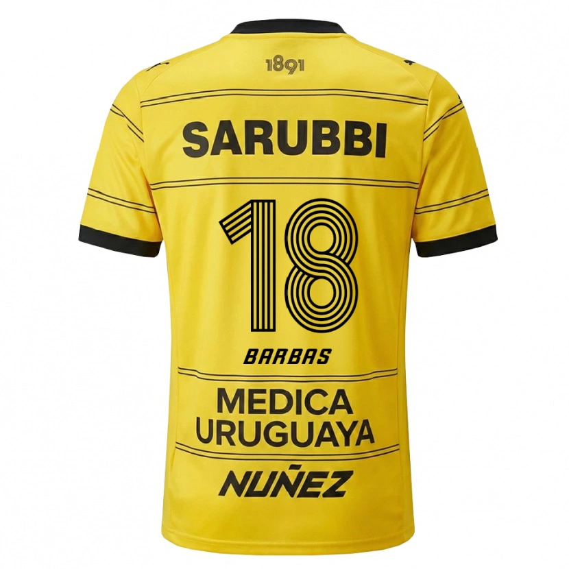 Danxen Uomo Maglia Germán Barbas #18 Giallo Nero Kit Gara Away 2026/27 Maglietta