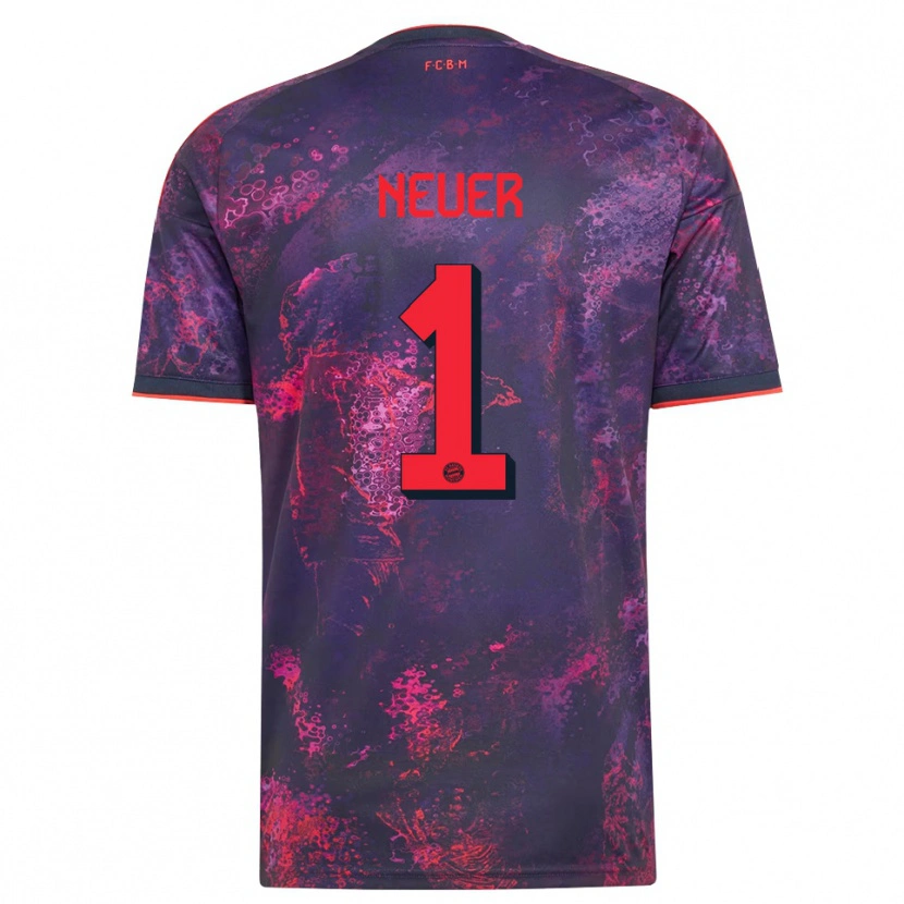 Danxen Uomo Maglia Manuel Neuer #1 Viola Rosso Kit Gara Third 2026/27 Maglietta