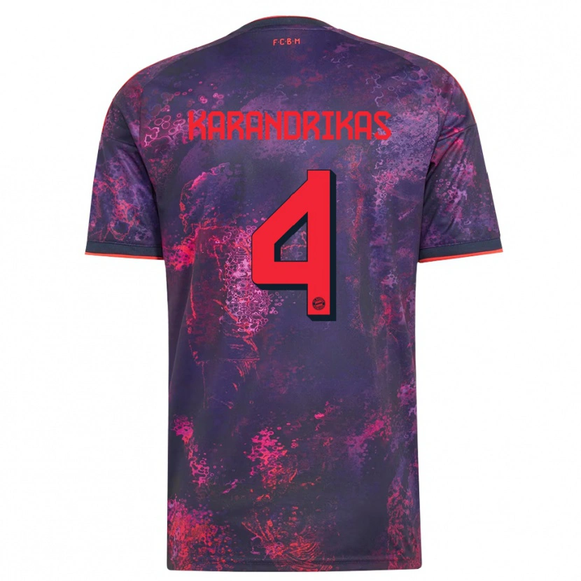 Danxen Uomo Maglia Konstantinos Karandrikas #4 Viola Rosso Kit Gara Third 2026/27 Maglietta