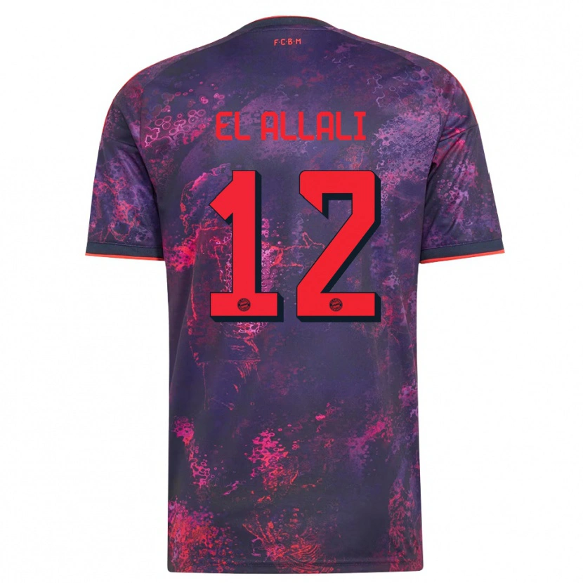 Danxen Uomo Maglia Jonas El Allali #12 Viola Rosso Kit Gara Third 2026/27 Maglietta