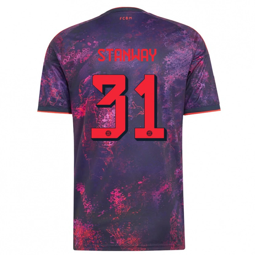 Danxen Uomo Maglia Georgia Stanway #31 Viola Rosso Kit Gara Third 2026/27 Maglietta