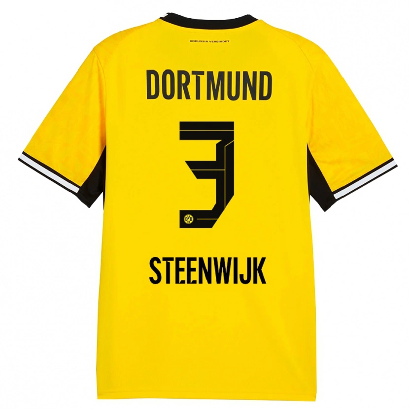 Danxen Donna Maglia Jenske Steenwijk #3 Giallo Nero Bianco Kit Gara Home 2026/27 Maglietta