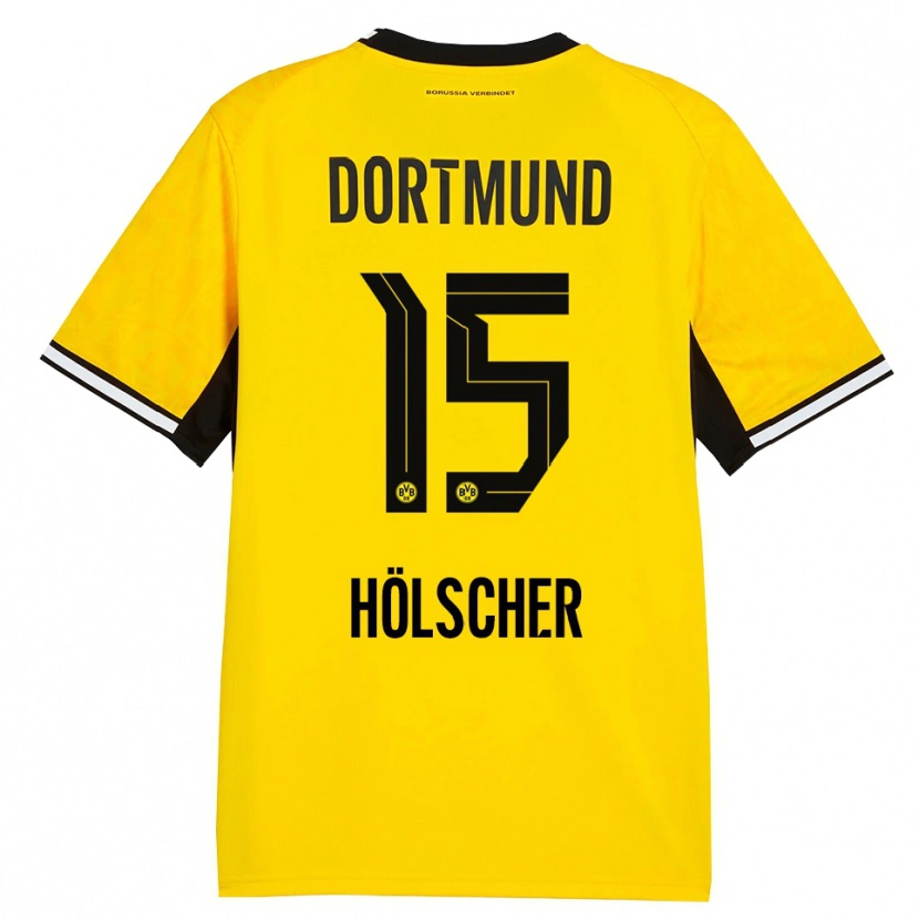 Danxen Donna Maglia Mats Hölscher #15 Giallo Nero Bianco Kit Gara Home 2026/27 Maglietta