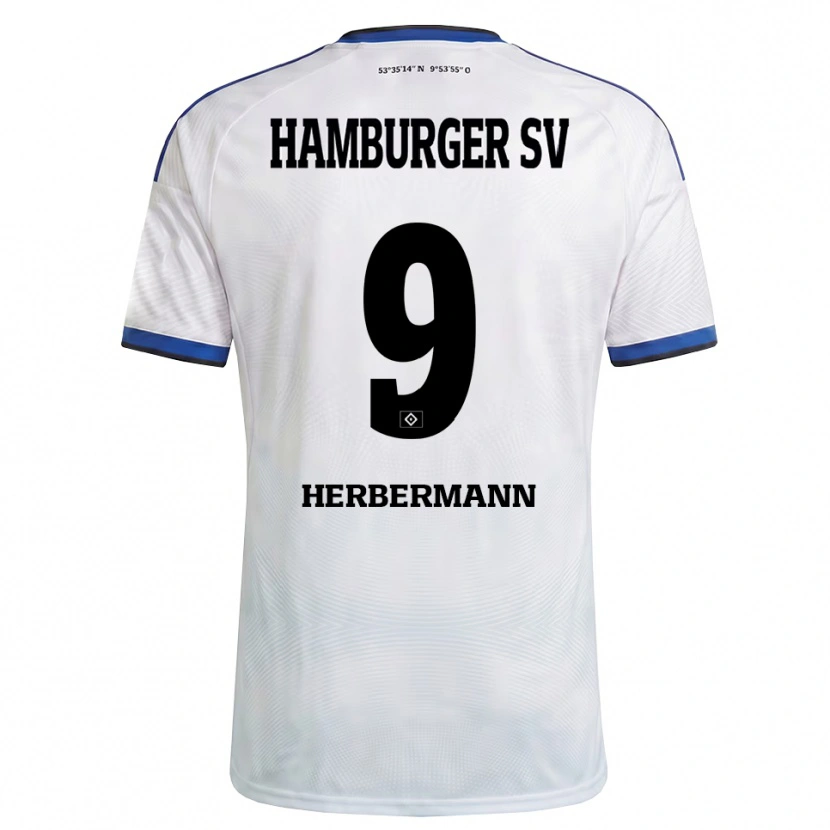Danxen Donna Maglia Kevin Herbermann #9 Bianco Nero Blu Kit Gara Home 2026/27 Maglietta
