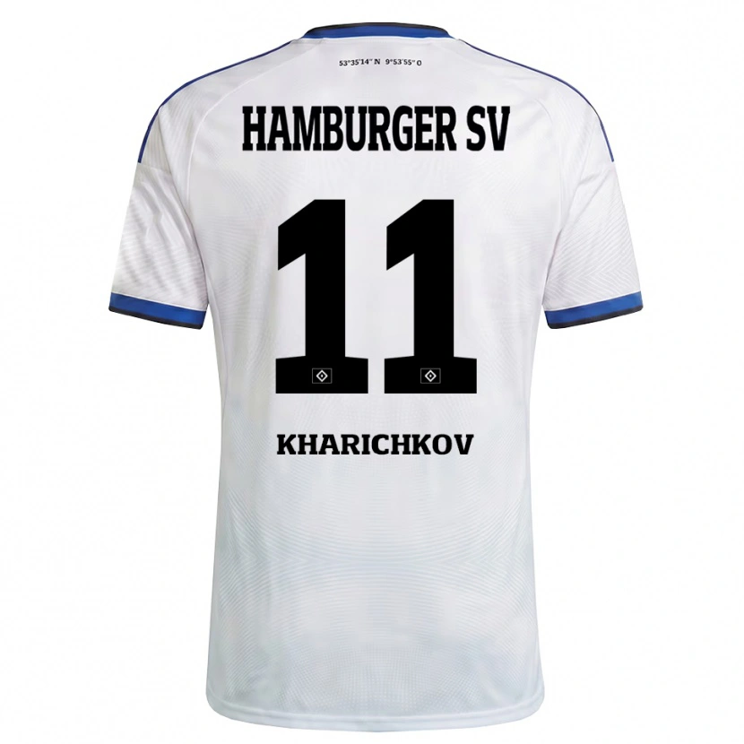 Danxen Donna Maglia Valentyn Kharichkov #11 Bianco Nero Blu Kit Gara Home 2026/27 Maglietta
