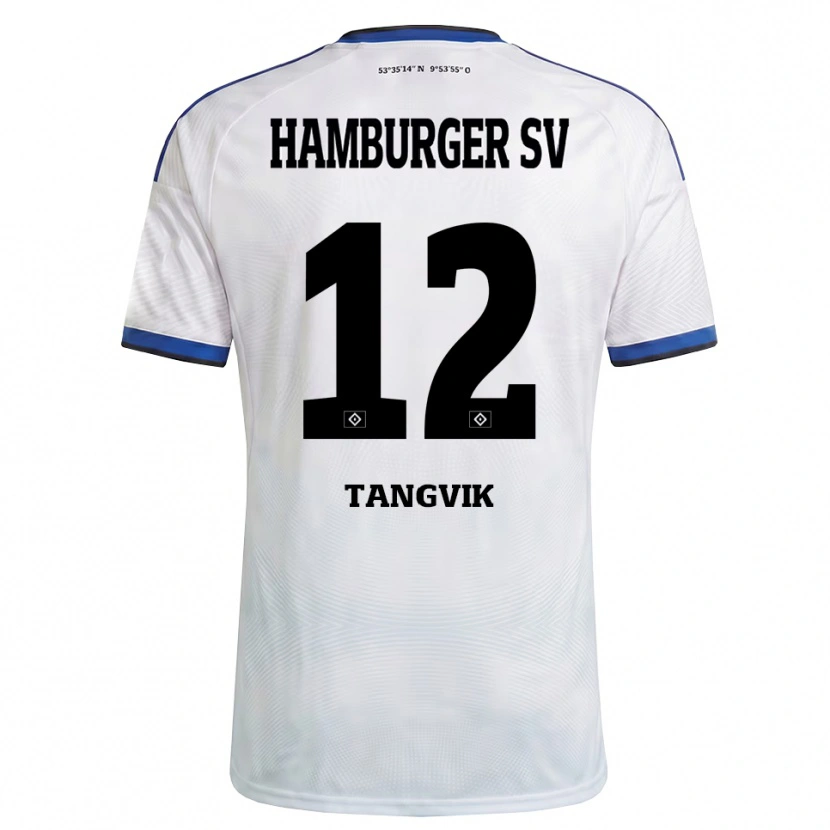 Danxen Donna Maglia Sander Tangvik #12 Bianco Nero Blu Kit Gara Home 2026/27 Maglietta