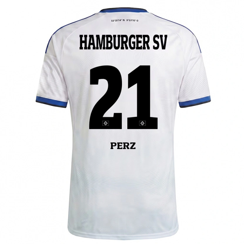 Danxen Donna Maglia Marcel Perz #21 Bianco Nero Blu Kit Gara Home 2026/27 Maglietta