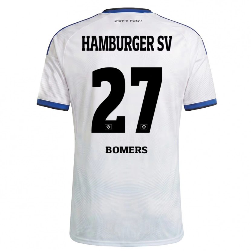 Danxen Donna Maglia Henrik Bomers #27 Bianco Nero Blu Kit Gara Home 2026/27 Maglietta