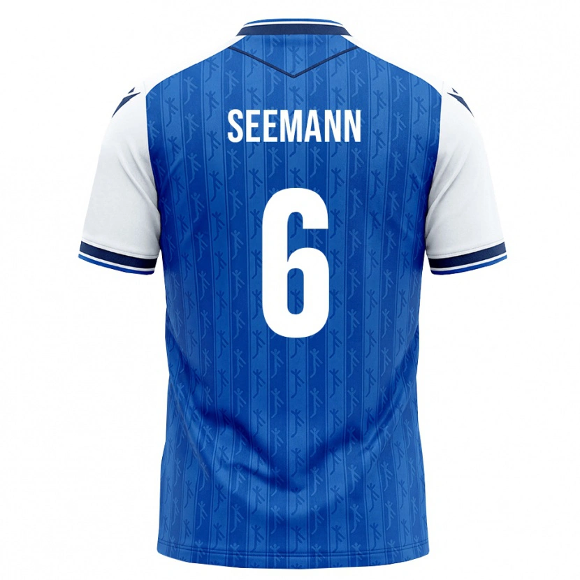 Danxen Donna Maglia Elias Seemann #6 Blu Reale Bianco Kit Gara Home 2026/27 Maglietta