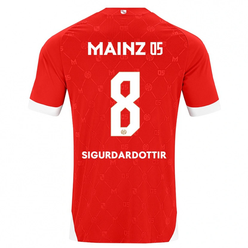 Danxen Donna Maglia Heiðrún Sigurðardóttir #8 Rosso Bianco Kit Gara Home 2026/27 Maglietta