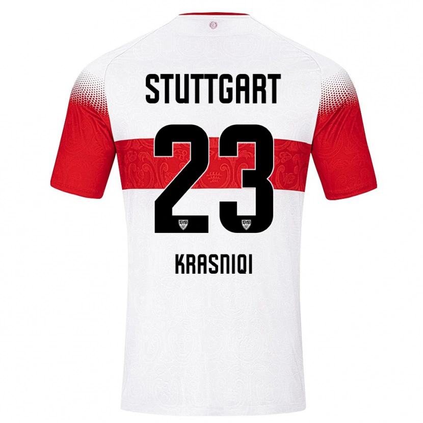 Danxen Donna Maglia Elton Krasniqi #23 Bianco Rosso Giallo Kit Gara Home 2026/27 Maglietta