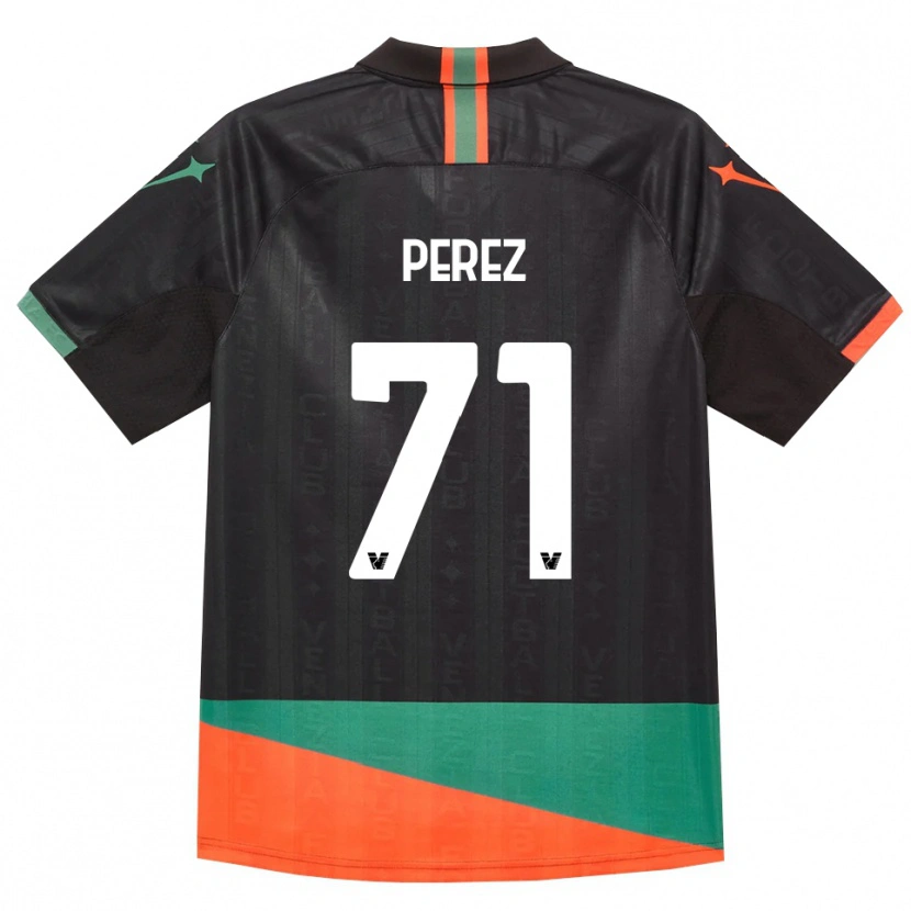 Danxen Donna Maglia Kike Pérez #71 Nero Arancio Verde Kit Gara Home 2026/27 Maglietta