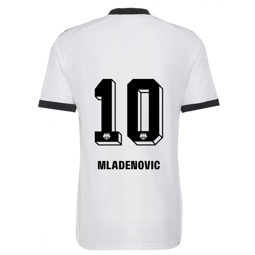Danxen Donna Maglia Marko Mladenovic #10 Bianco Nero Kit Gara Away 2026/27 Maglietta