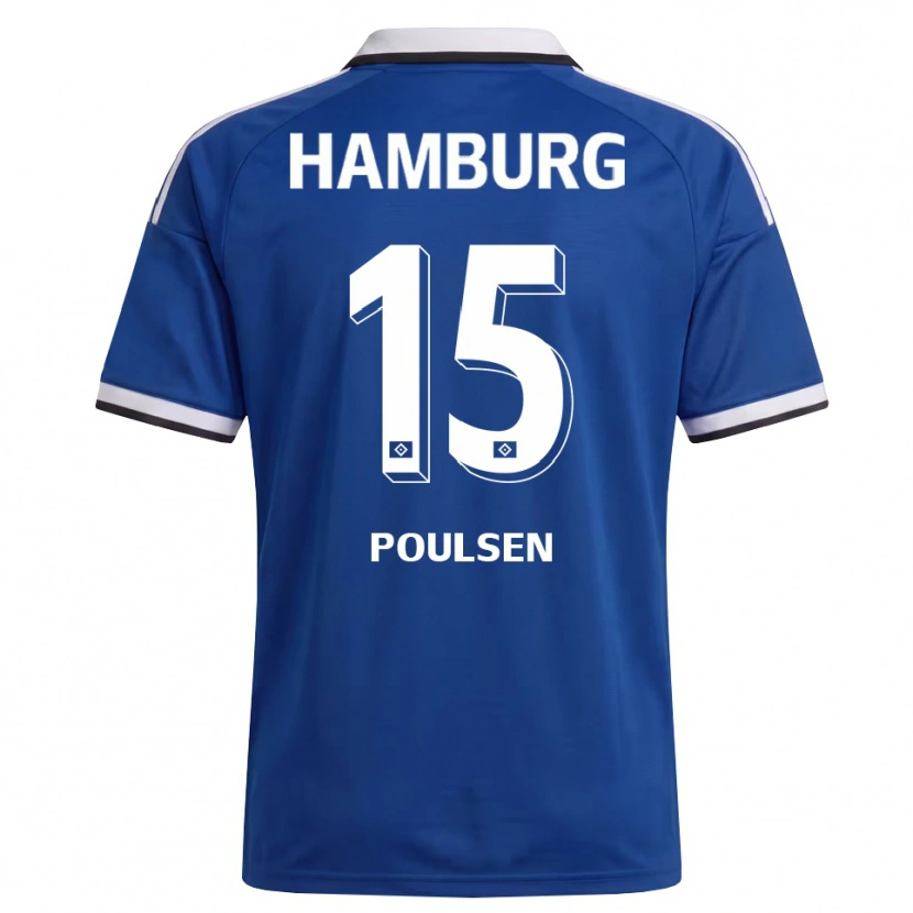 Danxen Donna Maglia Yussuf Poulsen #15 Bianco Blu Kit Gara Away 2026/27 Maglietta