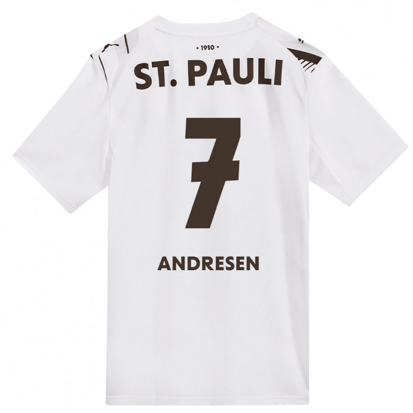 Danxen Donna Maglia Jan Andresen #7 Caffè Bianco Rosso Kit Gara Away 2026/27 Maglietta