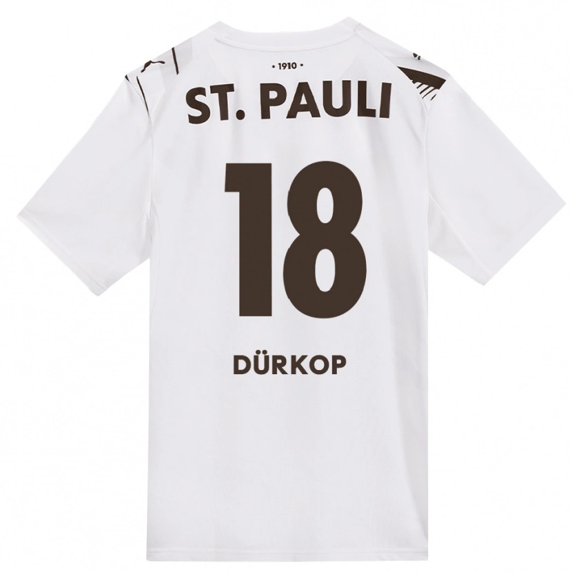 Danxen Donna Maglia Paul Dürkop #18 Caffè Bianco Rosso Kit Gara Away 2026/27 Maglietta