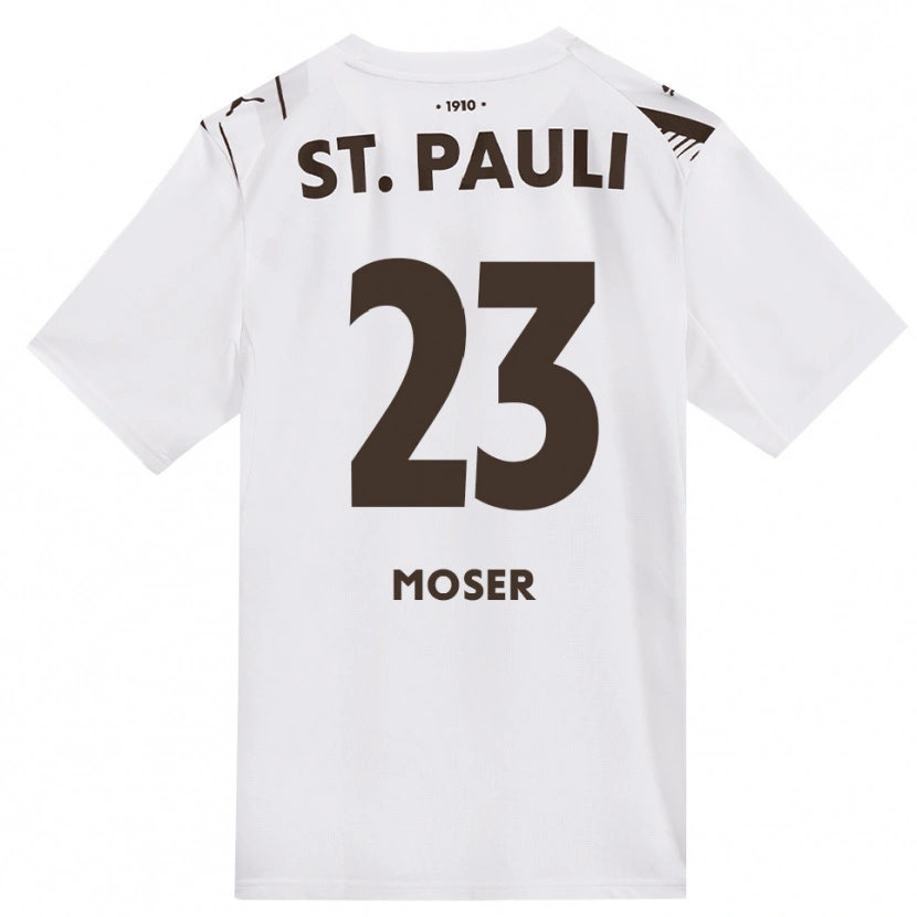 Danxen Donna Maglia Ammon Moser #23 Caffè Bianco Rosso Kit Gara Away 2026/27 Maglietta