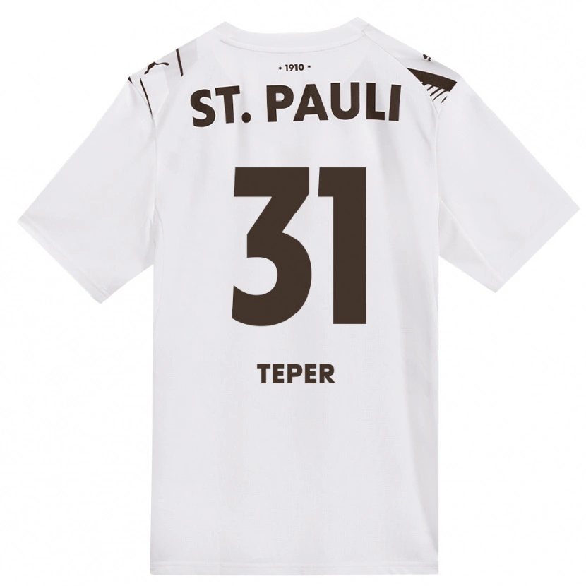 Danxen Donna Maglia M. Teper #31 Caffè Bianco Rosso Kit Gara Away 2026/27 Maglietta