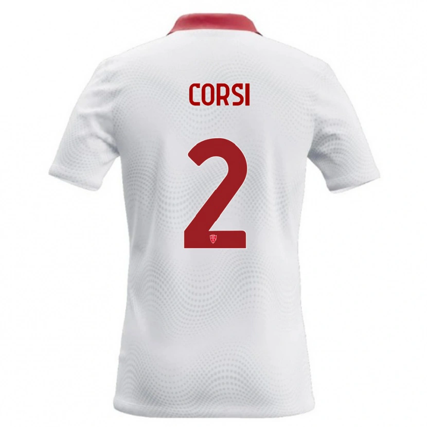 Danxen Donna Maglia Giovanni Corsi #2 Bianco Rosso Kit Gara Away 2026/27 Maglietta
