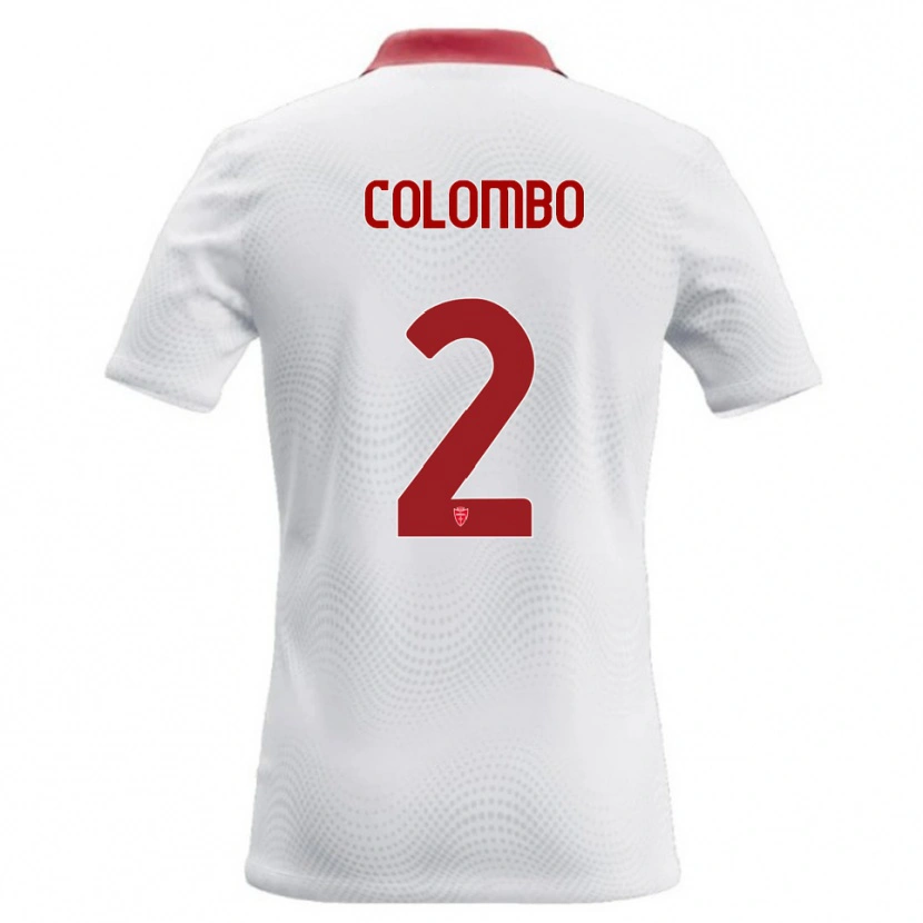 Danxen Donna Maglia Davide Colombo #2 Bianco Rosso Kit Gara Away 2026/27 Maglietta