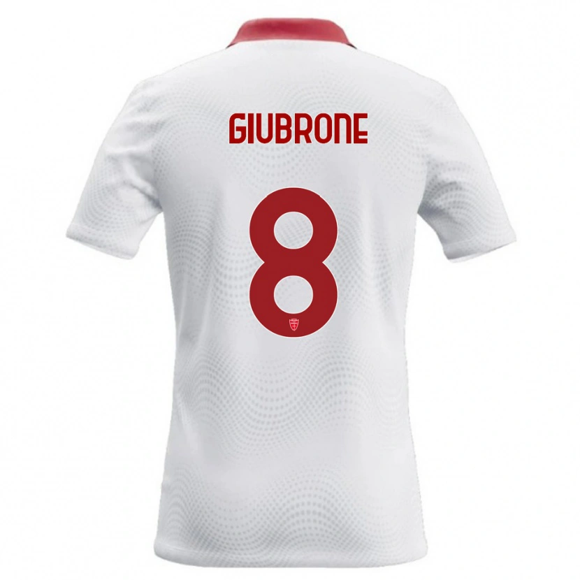 Danxen Donna Maglia Mario Giubrone #8 Bianco Rosso Kit Gara Away 2026/27 Maglietta