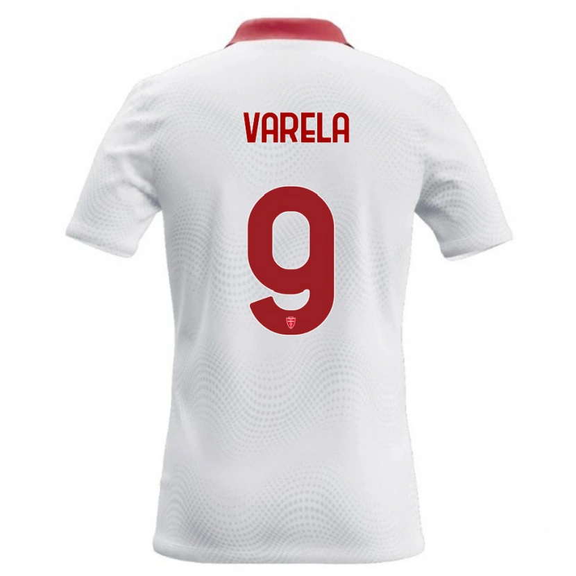 Danxen Donna Maglia Gustavo Varela #9 Bianco Rosso Kit Gara Away 2026/27 Maglietta