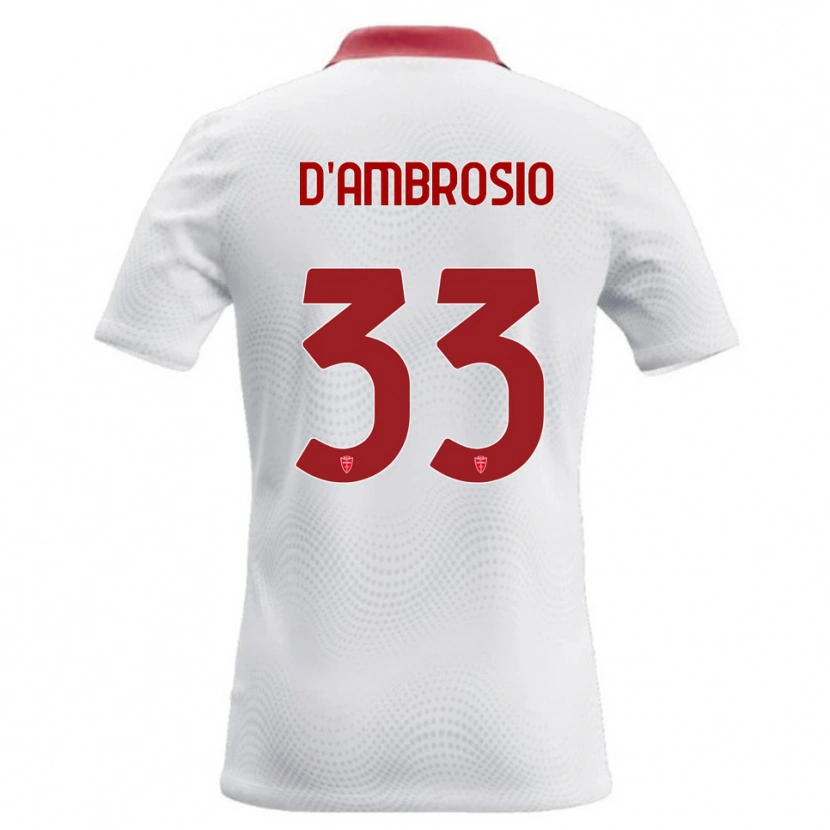 Danxen Donna Maglia Danilo D'ambrosio #33 Bianco Rosso Kit Gara Away 2026/27 Maglietta