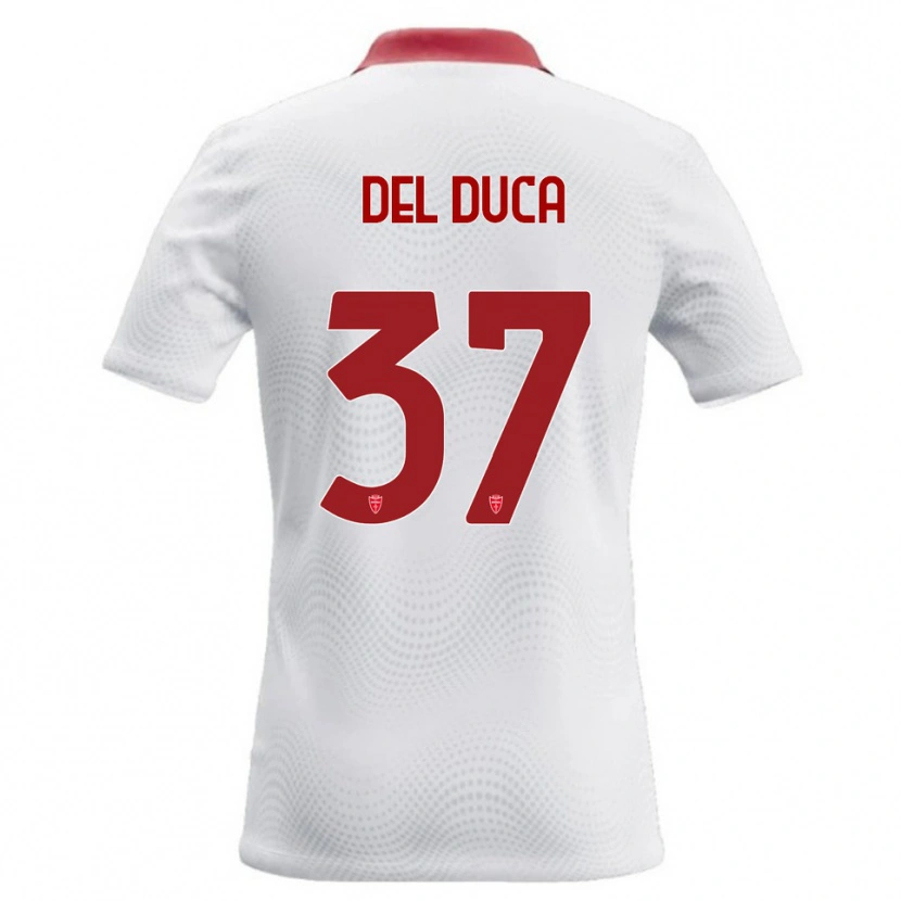 Danxen Donna Maglia Jacopo Del Duca #37 Bianco Rosso Kit Gara Away 2026/27 Maglietta