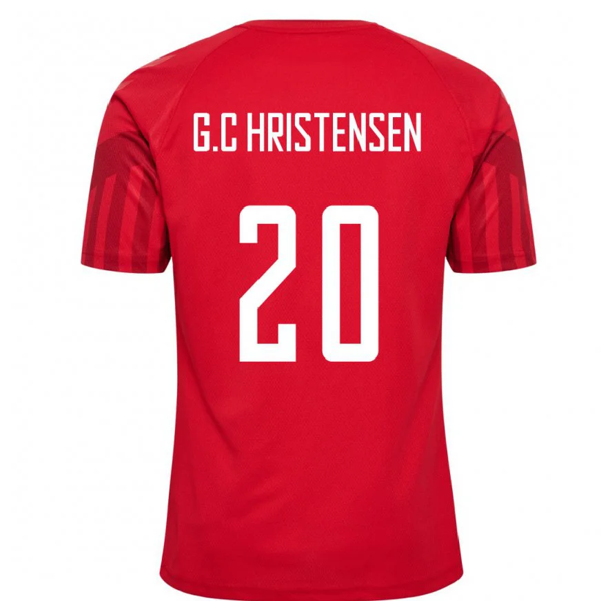 Danxen Uomo Maglia Danimarca Gustav Christensen #20 Rosso Kit Gara Home 22-24 Maglietta